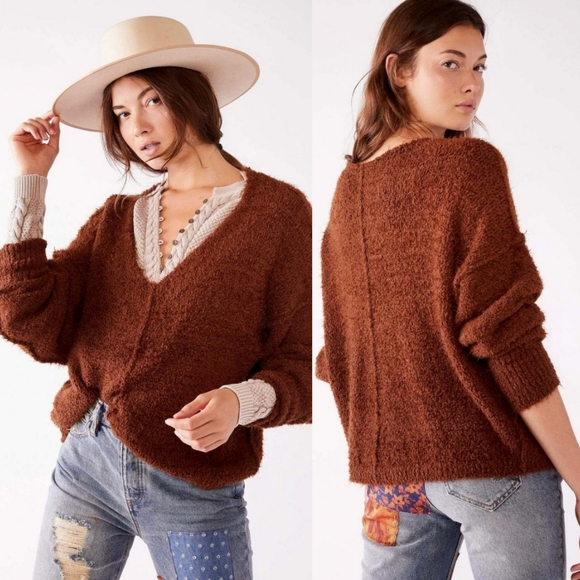 Free People Icing Pullover-Mocha Java Chocolate - Picture 1 of 8